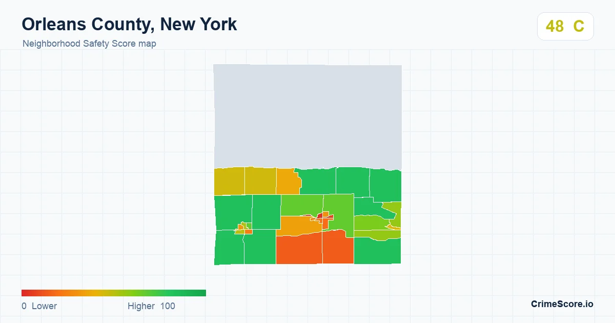 Orleans County, New York neighborhood Safety Score map by Census block group