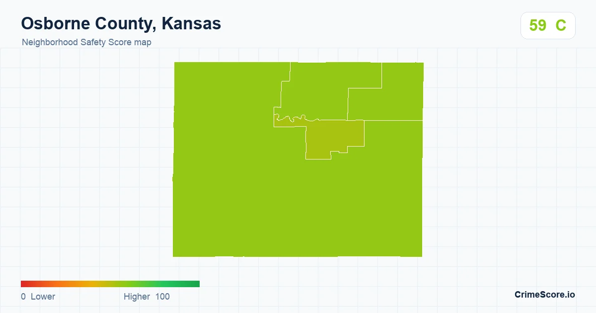 Osborne County, Kansas neighborhood Safety Score map by Census block group