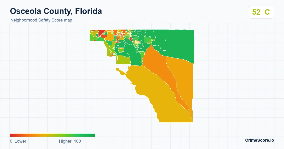 Osceola County, Florida neighborhood Safety Score map by Census block group