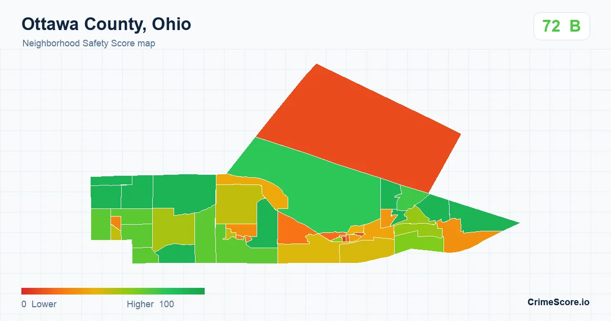 Ottawa County, Ohio neighborhood Safety Score map by Census block group