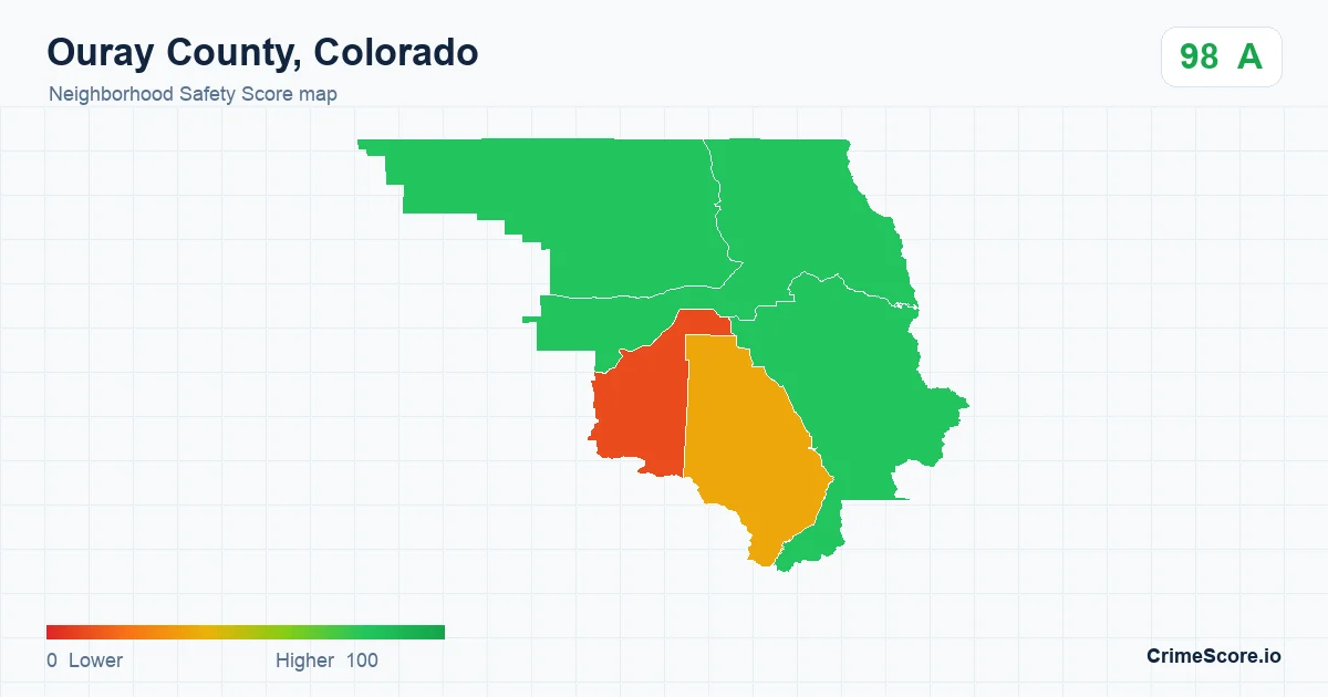 Ouray County, Colorado neighborhood Safety Score map by Census block group
