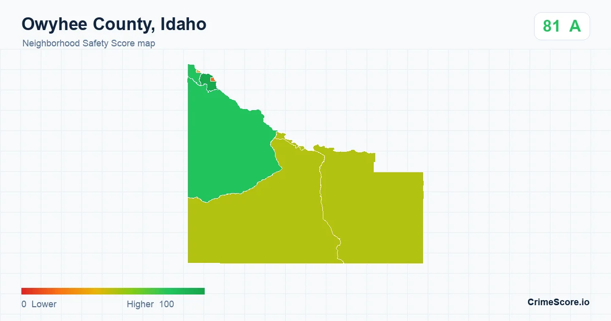 Owyhee County, Idaho neighborhood Safety Score map by Census block group