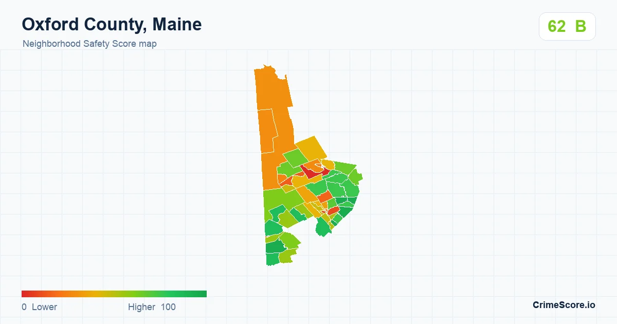 Oxford County, Maine neighborhood Safety Score map by Census block group