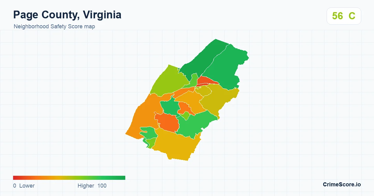 Page County, Virginia neighborhood Safety Score map by Census block group