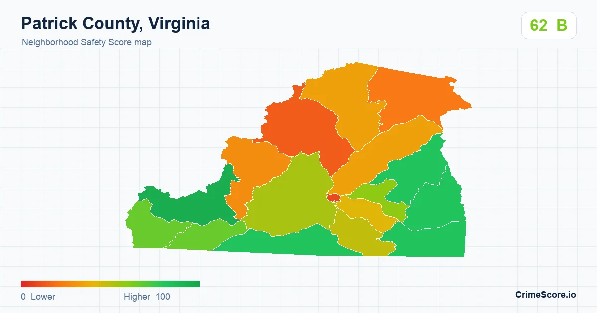 Patrick County, Virginia neighborhood Safety Score map by Census block group