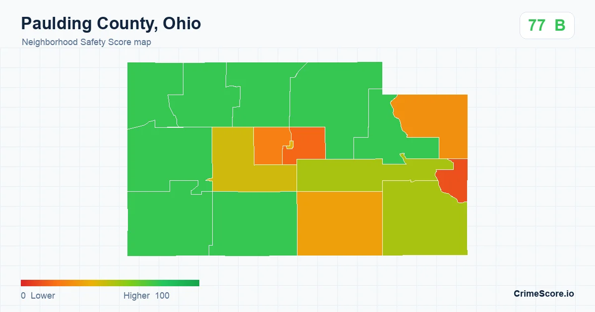Paulding County, Ohio neighborhood Safety Score map by Census block group