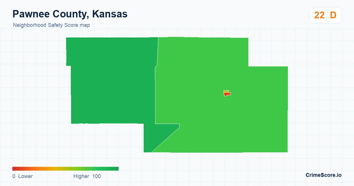 Pawnee County, Kansas neighborhood Safety Score map by Census block group