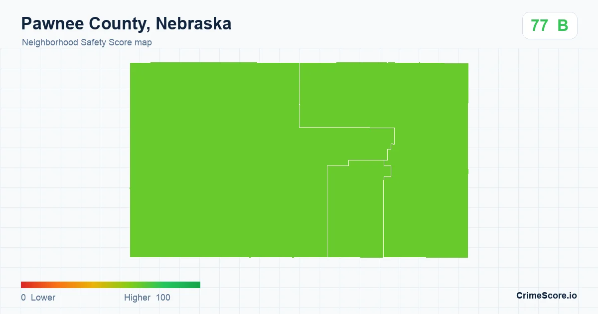 Pawnee County, Nebraska neighborhood Safety Score map by Census block group