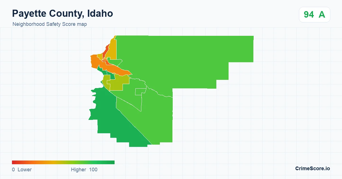 Payette County, Idaho neighborhood Safety Score map by Census block group
