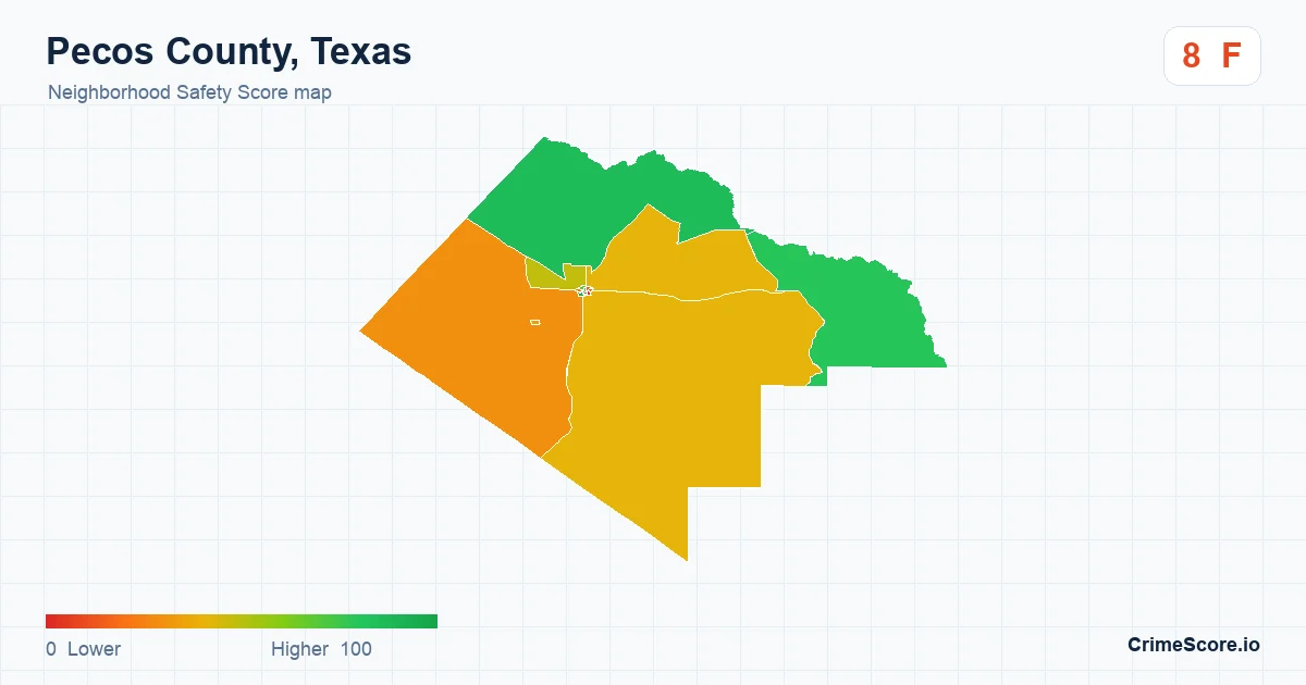 Pecos County, Texas neighborhood Safety Score map by Census block group