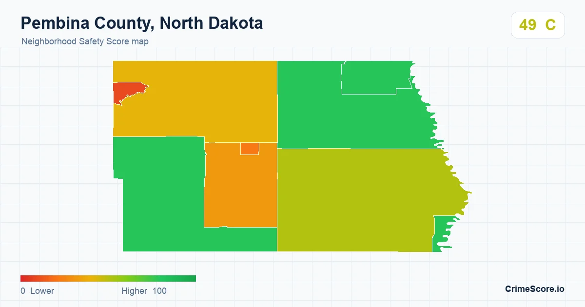 Pembina County, North Dakota neighborhood Safety Score map by Census block group