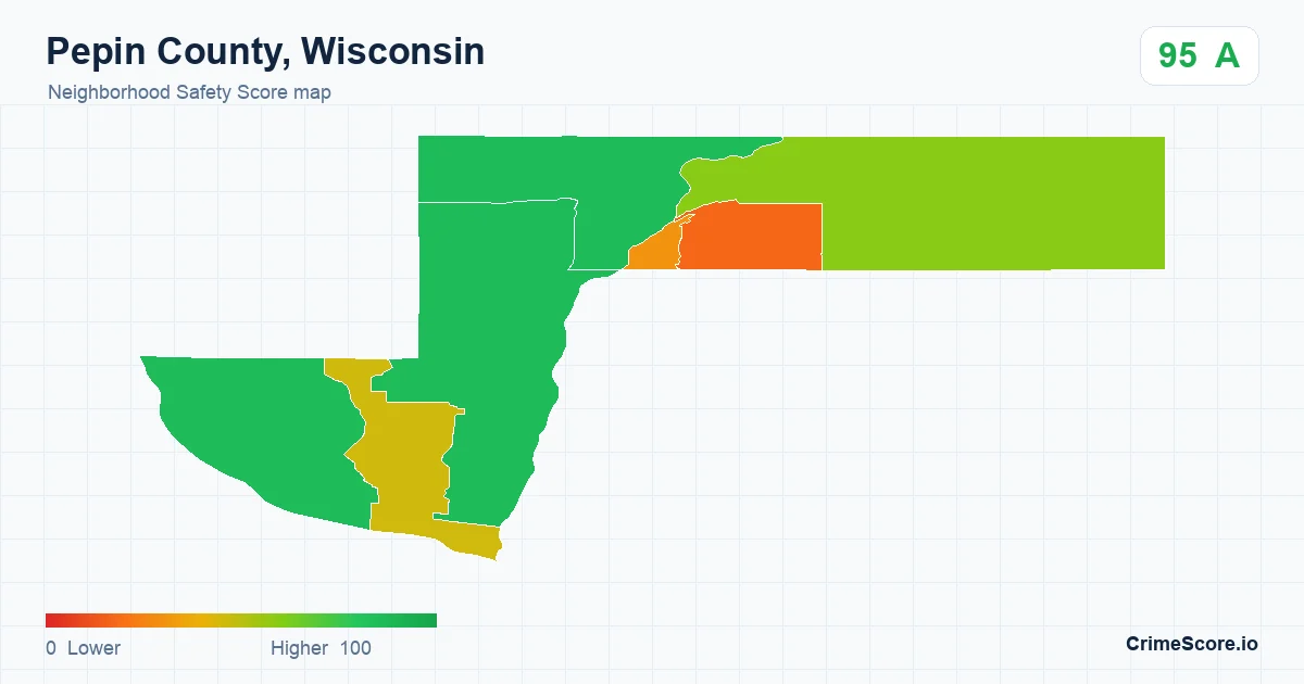 Pepin County, Wisconsin neighborhood Safety Score map by Census block group