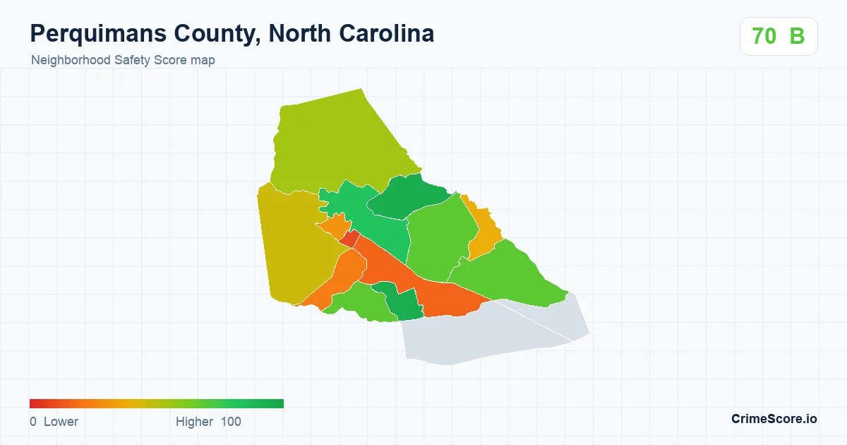 Perquimans County, North Carolina neighborhood Safety Score map by Census block group