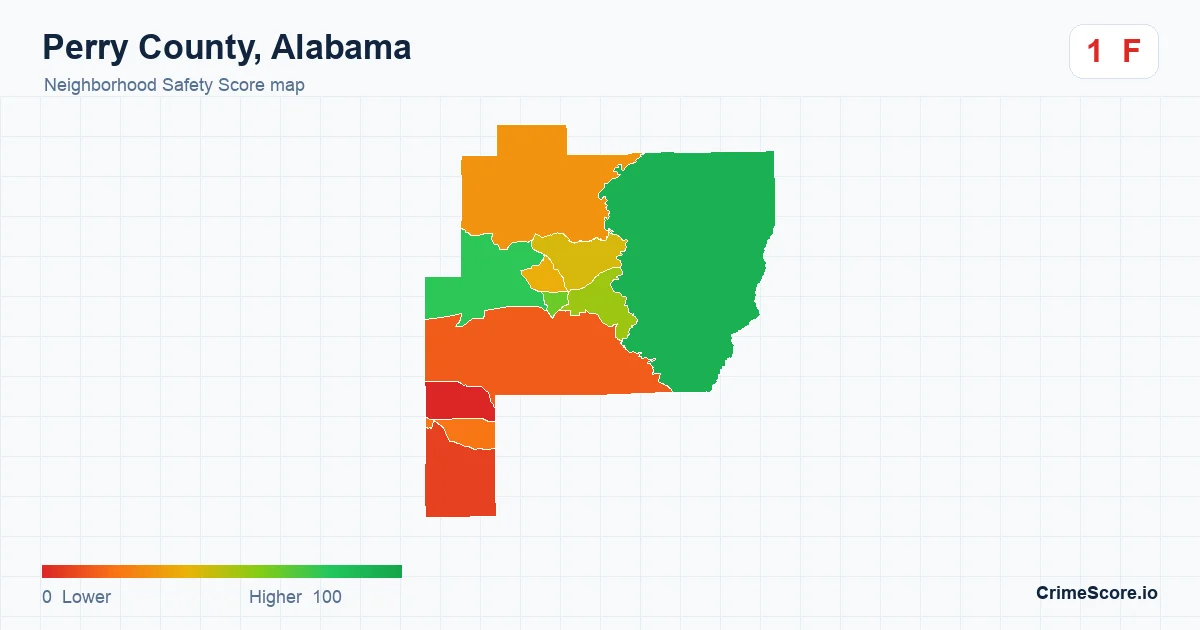 Perry County, Alabama neighborhood Safety Score map by Census block group