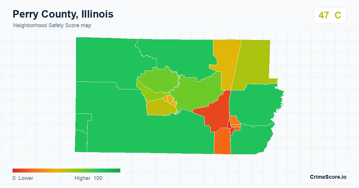 Perry County, Illinois neighborhood Safety Score map by Census block group