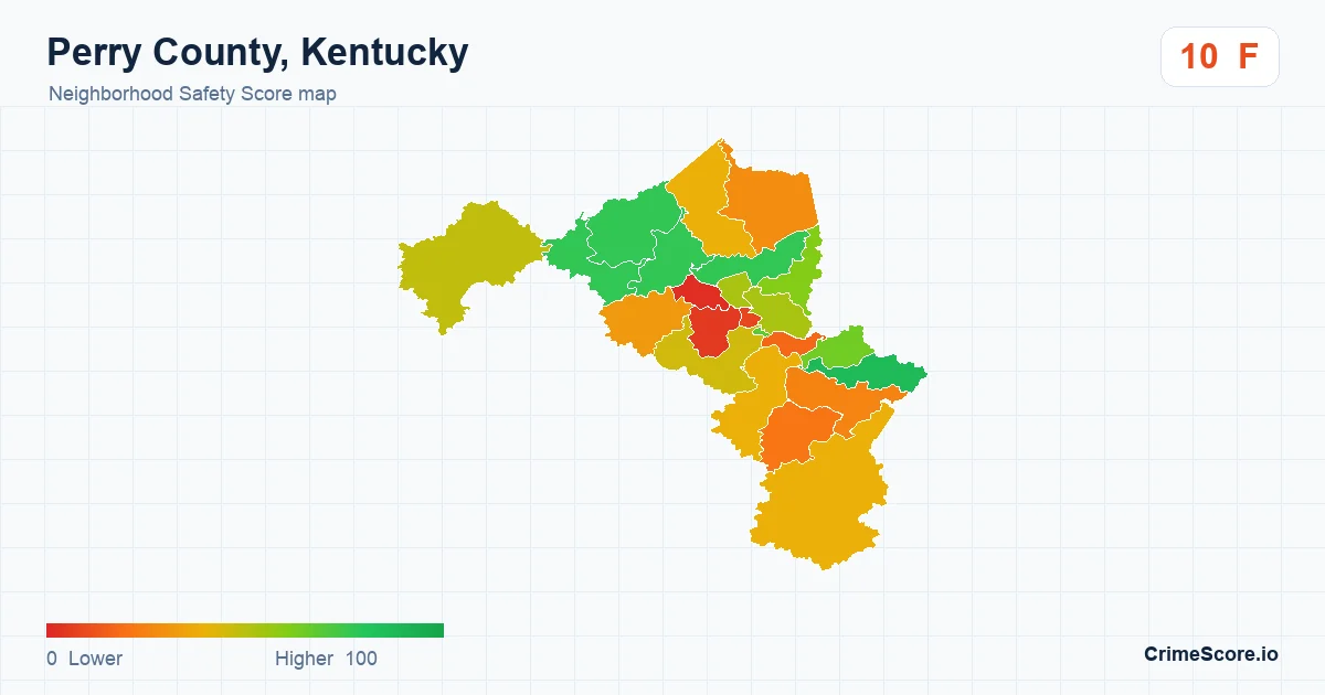 Perry County, Kentucky neighborhood Safety Score map by Census block group