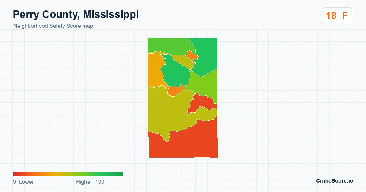Perry County, Mississippi neighborhood Safety Score map by Census block group