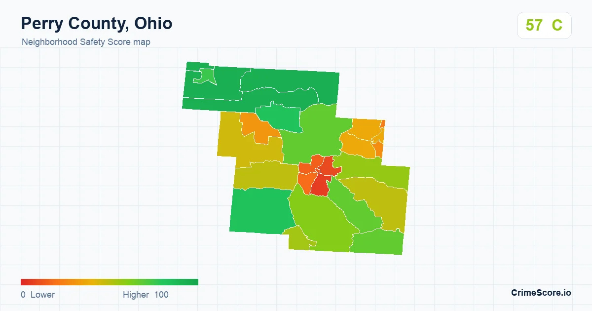 Perry County, Ohio neighborhood Safety Score map by Census block group