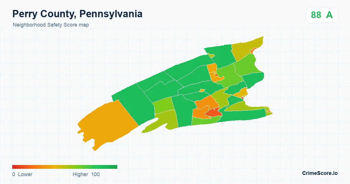 Perry County, Pennsylvania neighborhood Safety Score map by Census block group