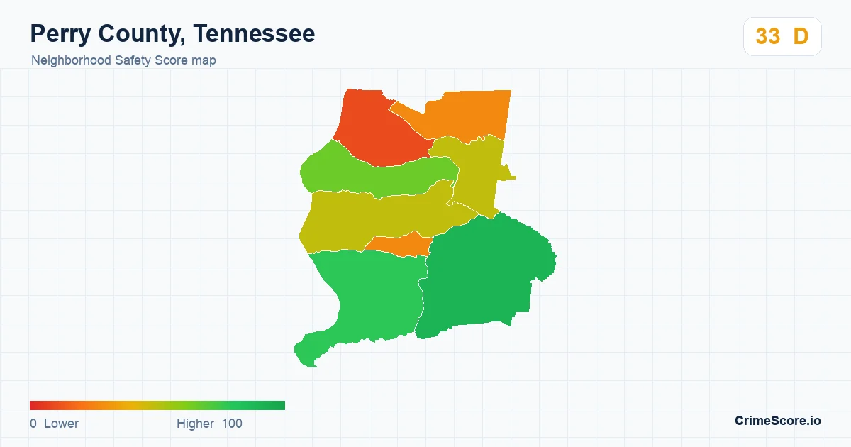Perry County, Tennessee neighborhood Safety Score map by Census block group