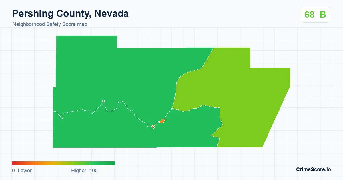 Pershing County, Nevada neighborhood Safety Score map by Census block group