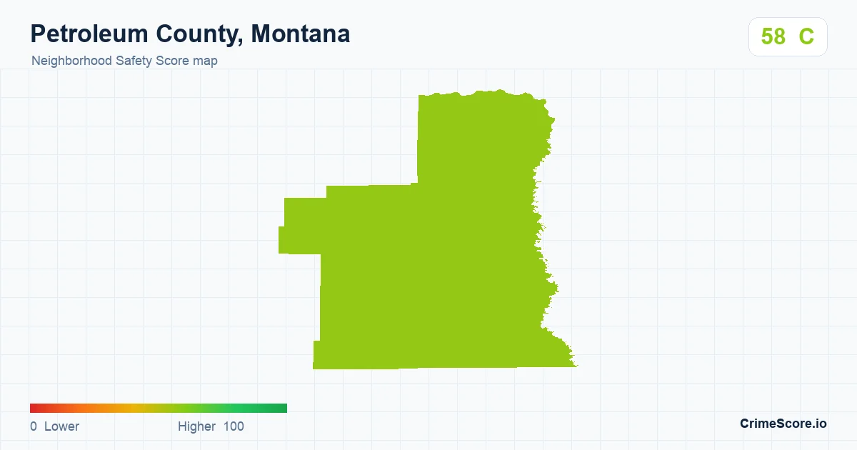 Petroleum County, Montana neighborhood Safety Score map by Census block group