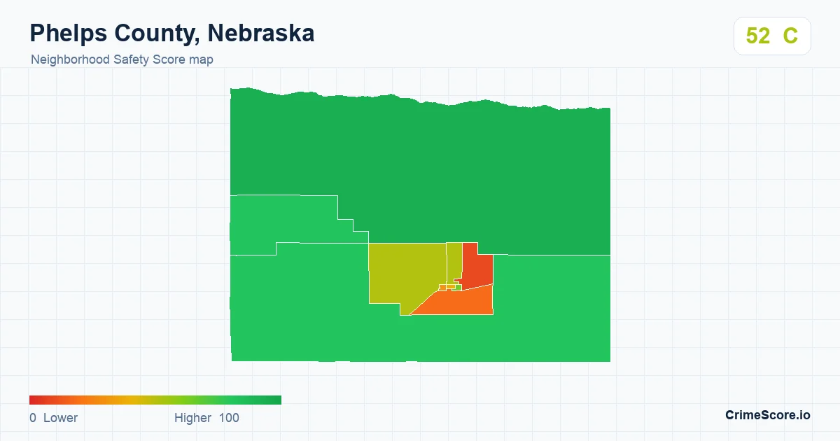 Phelps County, Nebraska neighborhood Safety Score map by Census block group