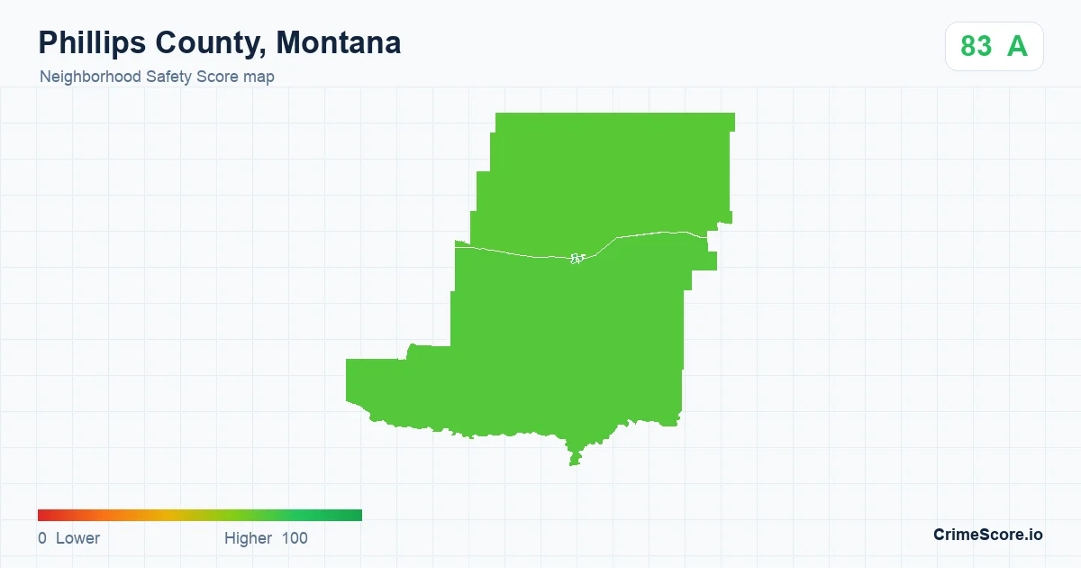 Phillips County, Montana neighborhood Safety Score map by Census block group