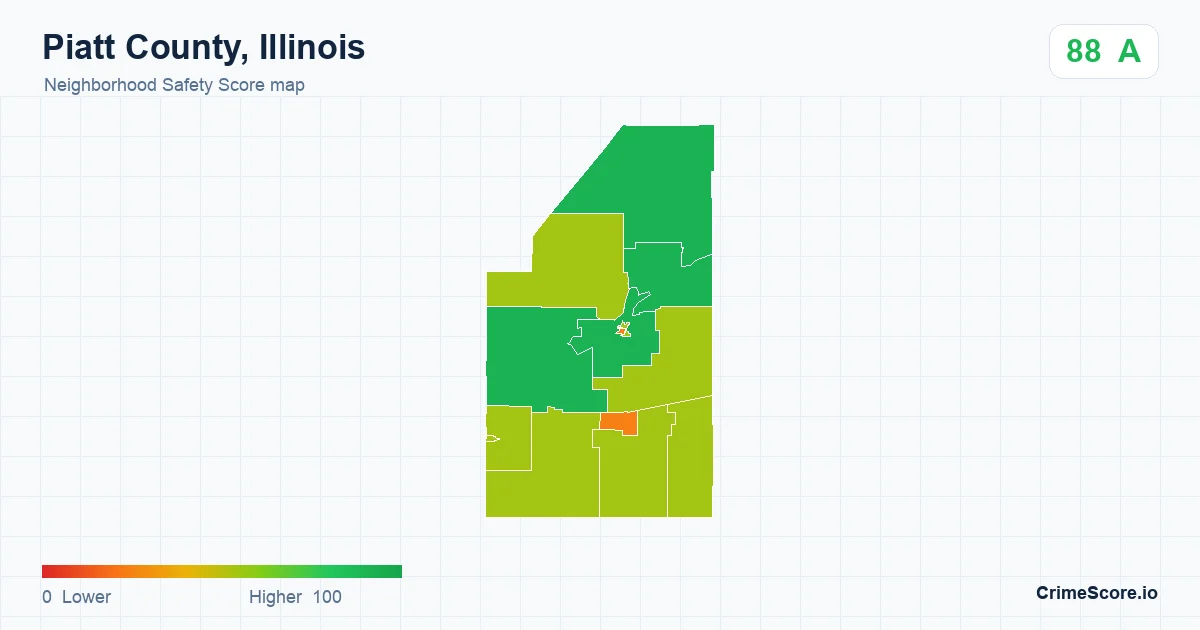 Piatt County, Illinois neighborhood Safety Score map by Census block group