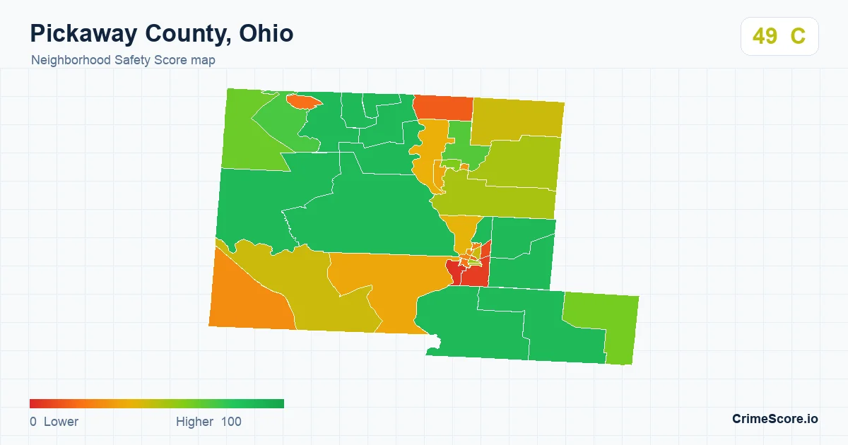 Pickaway County, Ohio neighborhood Safety Score map by Census block group