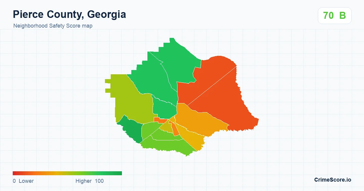 Pierce County, Georgia neighborhood Safety Score map by Census block group