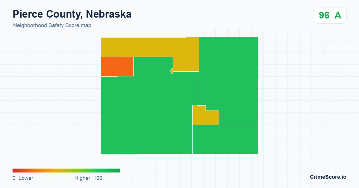 Pierce County, Nebraska neighborhood Safety Score map by Census block group