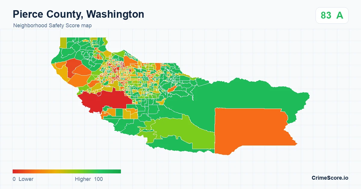 Pierce County, Washington neighborhood Safety Score map by Census block group