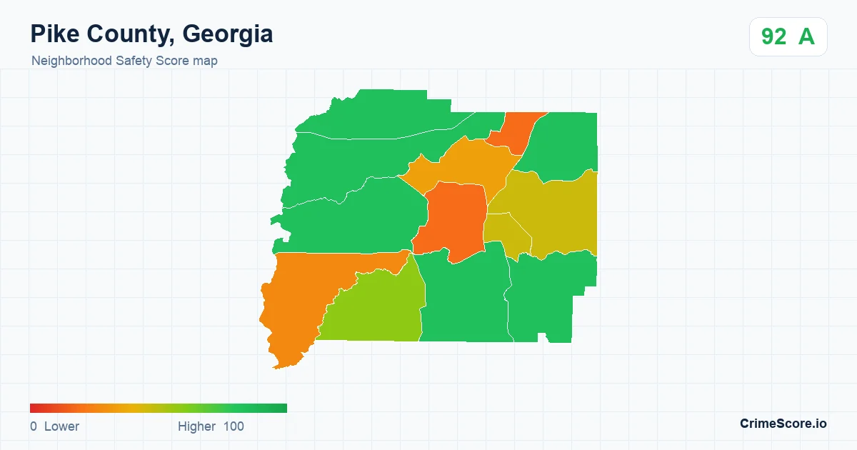 Pike County, Georgia neighborhood Safety Score map by Census block group