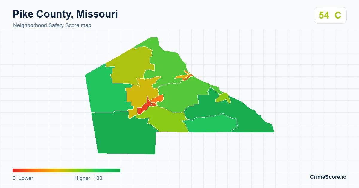 Pike County, Missouri neighborhood Safety Score map by Census block group