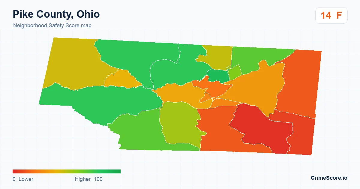 Pike County, Ohio neighborhood Safety Score map by Census block group