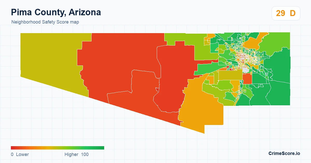 Pima County, Arizona neighborhood Safety Score map by Census block group