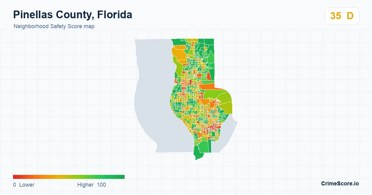 Pinellas County, Florida neighborhood Safety Score map by Census block group