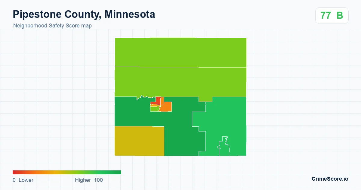 Pipestone County, Minnesota neighborhood Safety Score map by Census block group