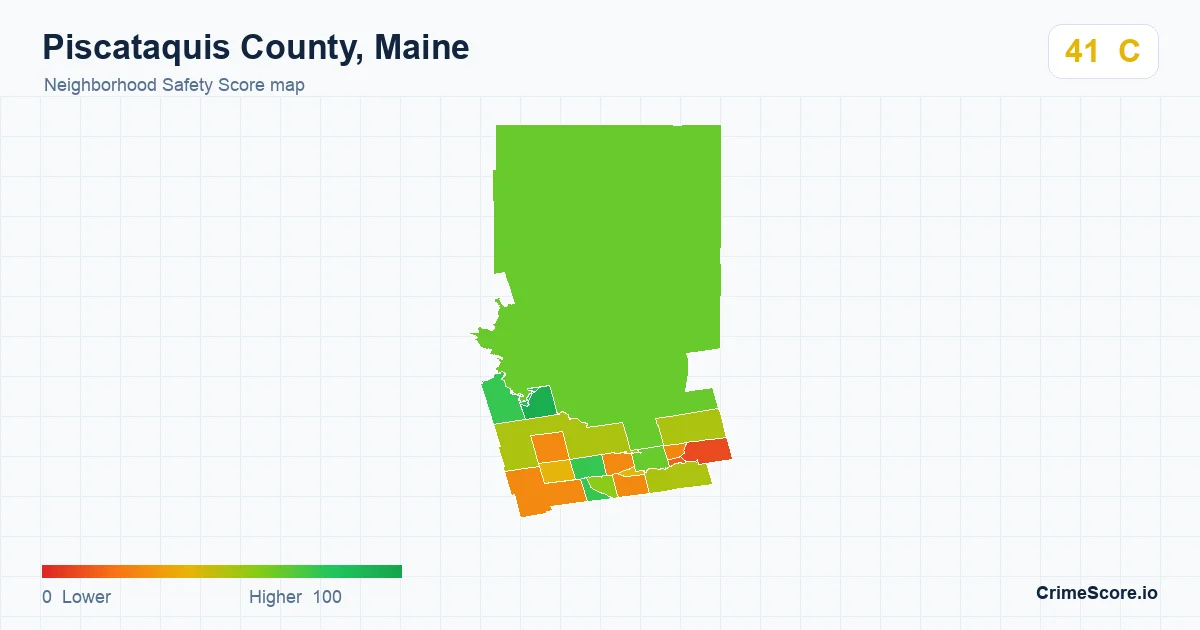 Piscataquis County, Maine neighborhood Safety Score map by Census block group
