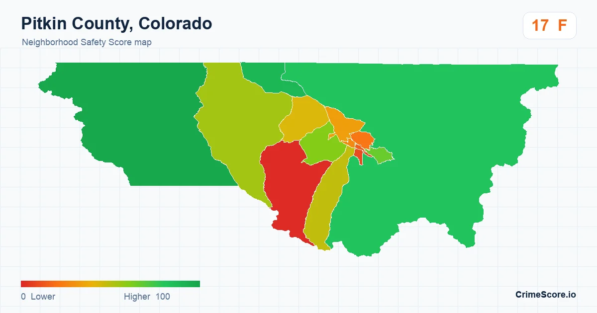Pitkin County, Colorado neighborhood Safety Score map by Census block group