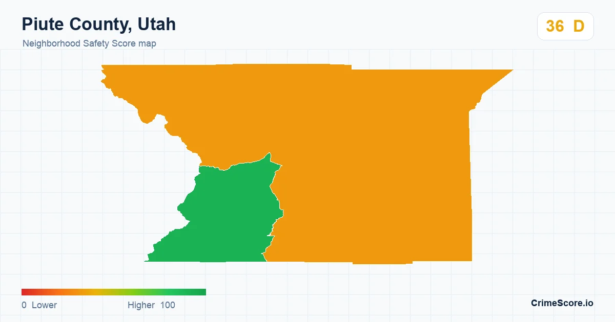 Piute County, Utah neighborhood Safety Score map by Census block group