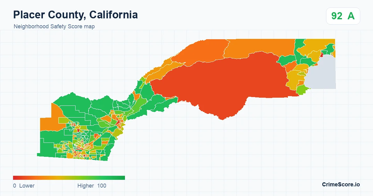 Placer County, California neighborhood Safety Score map by Census block group