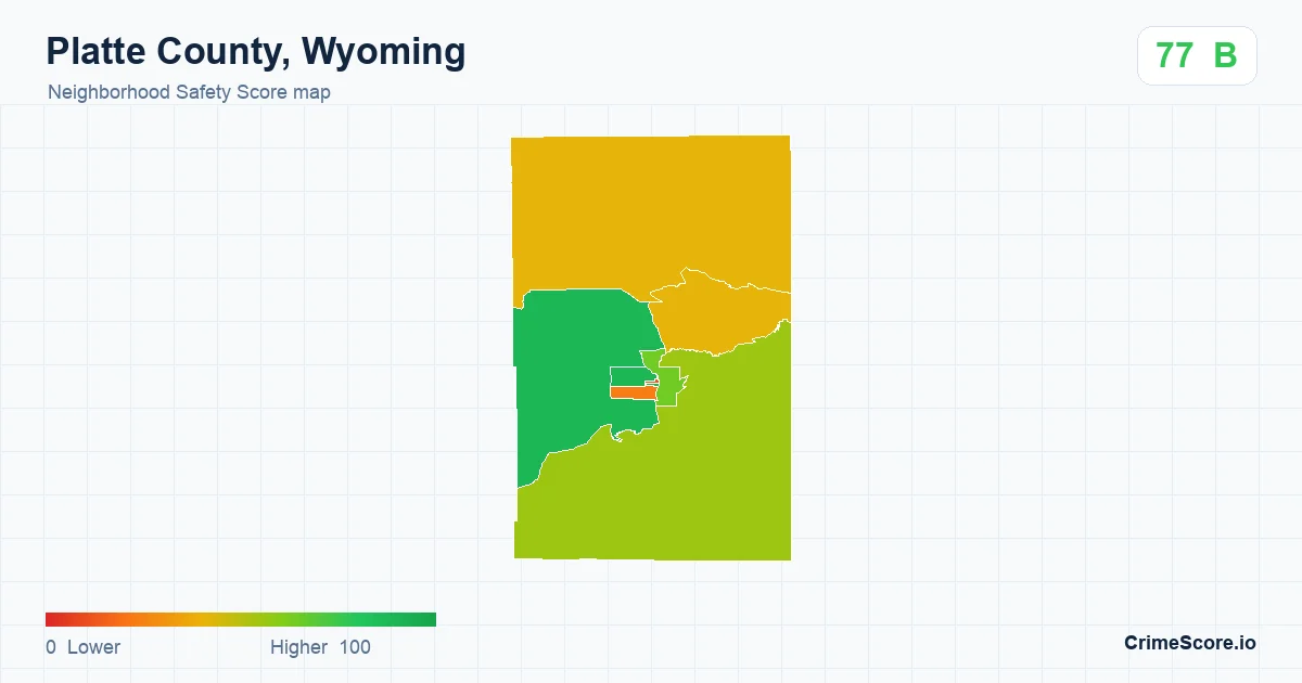 Platte County, Wyoming neighborhood Safety Score map by Census block group