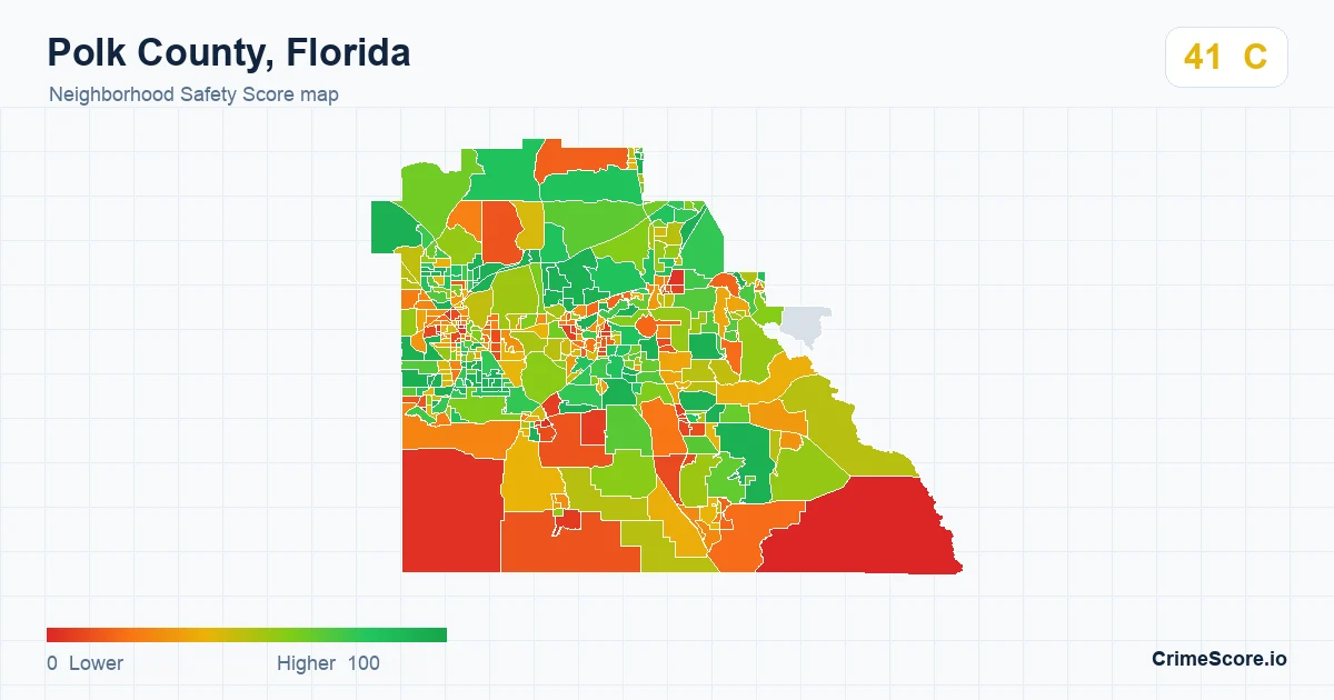 Polk County, Florida neighborhood Safety Score map by Census block group