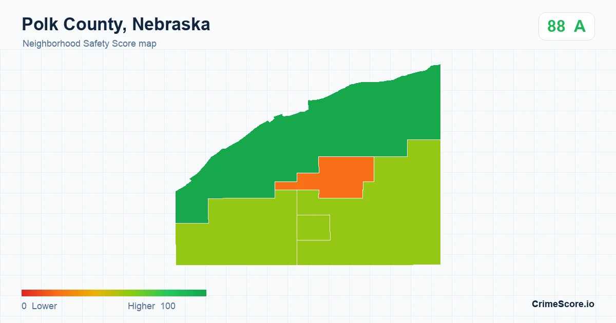 Polk County, Nebraska neighborhood Safety Score map by Census block group
