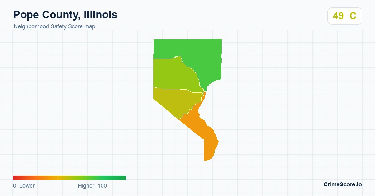 Pope County, Illinois neighborhood Safety Score map by Census block group