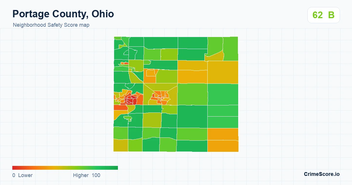 Portage County, Ohio neighborhood Safety Score map by Census block group