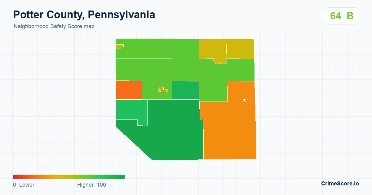 Potter County, Pennsylvania neighborhood Safety Score map by Census block group
