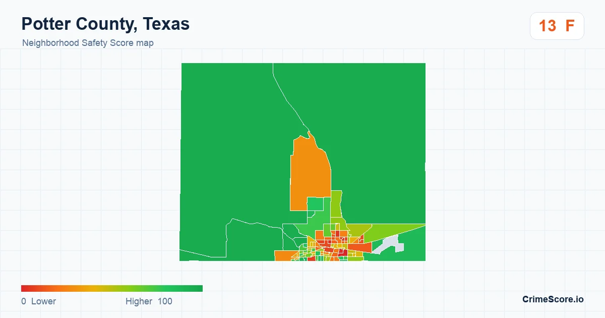 Potter County, Texas neighborhood Safety Score map by Census block group